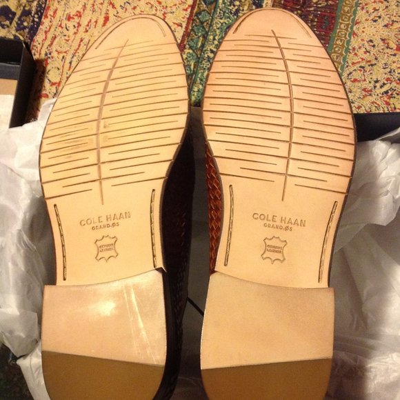 Cole Haan Men's  Washington Grand Woven Tan Leather Shoes 11.5M - New in Box - Picture 4 of 9